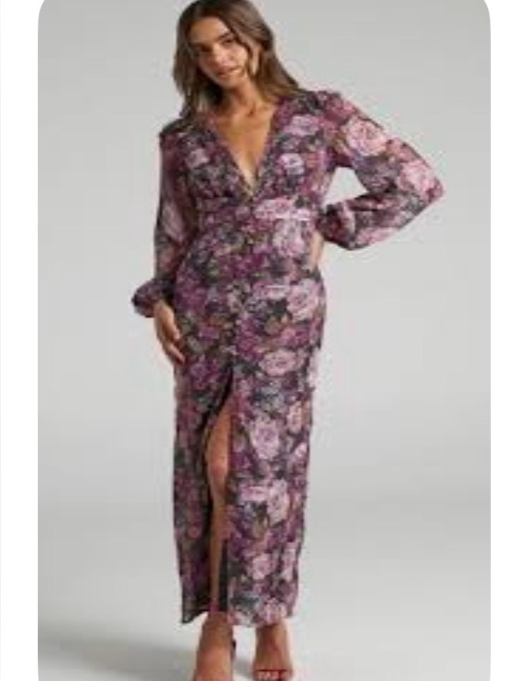 Showpo Pink Floral V-Neck Maxi Nightdress